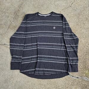 Vtg Y2k VOLCOM Diamond Logo Thin Stripe Grunge Skate Longsleeve Thermal Shirt L